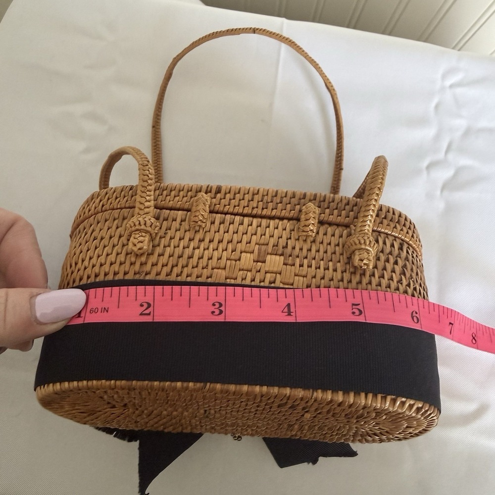 Lisi Lerch Bosom Buddy Bag Mini Straw Starfish Black Ribbon Rattan Handbag Purse - Picture 8 of 14